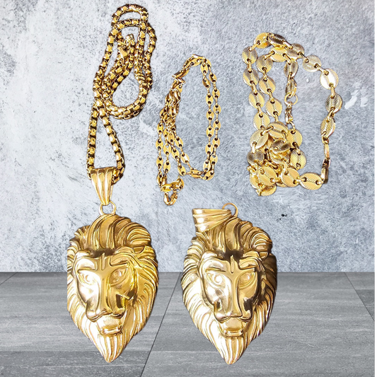 ensemble collier et  pendentif lion