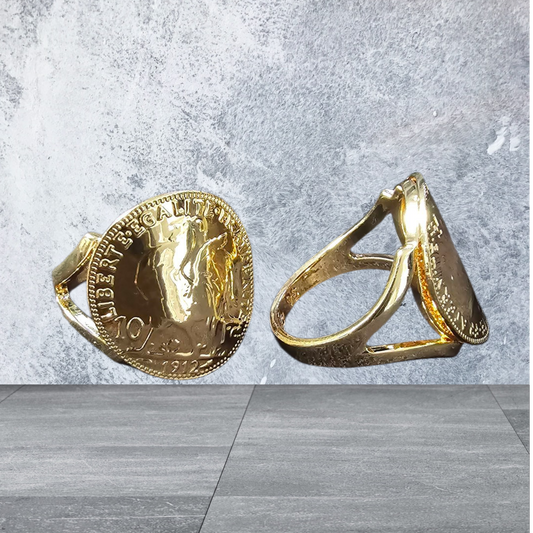 bague  pieces coq plier taille 10 francs