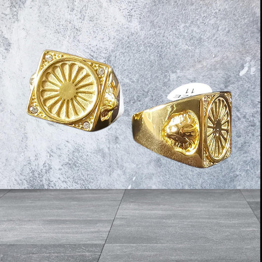 bague roue roulotte voyageur et tète de lion