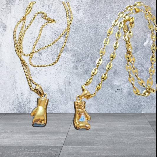 ensemble collier et pendentif gant de boxe