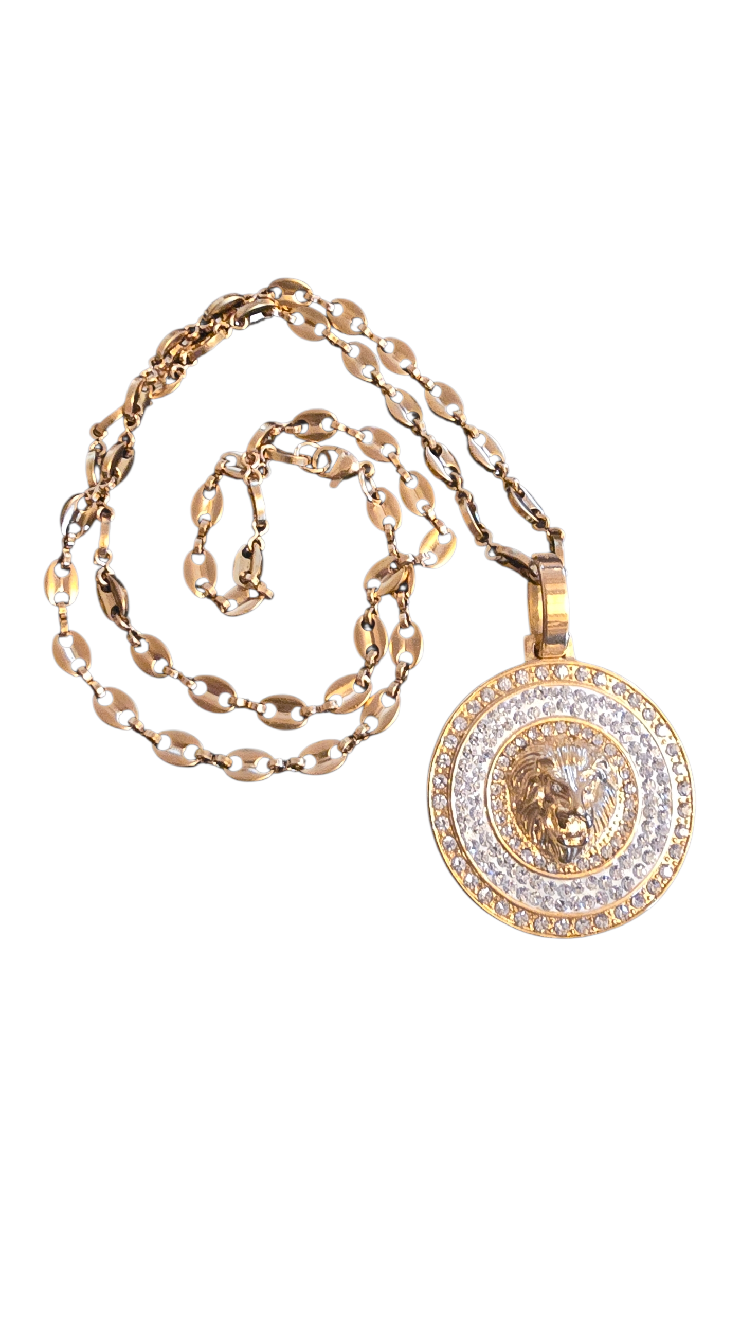 ensemble collier et pendentif lion