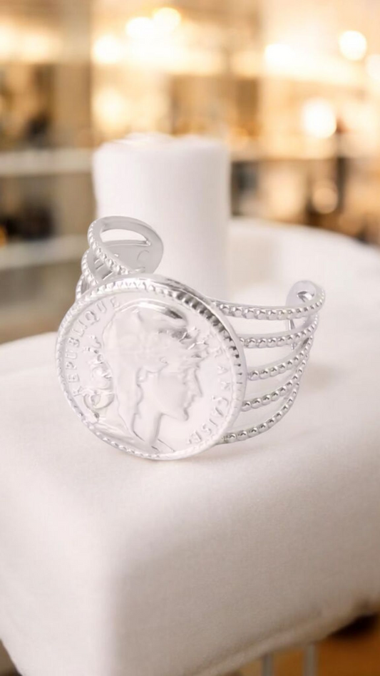 Bague pièces argenté