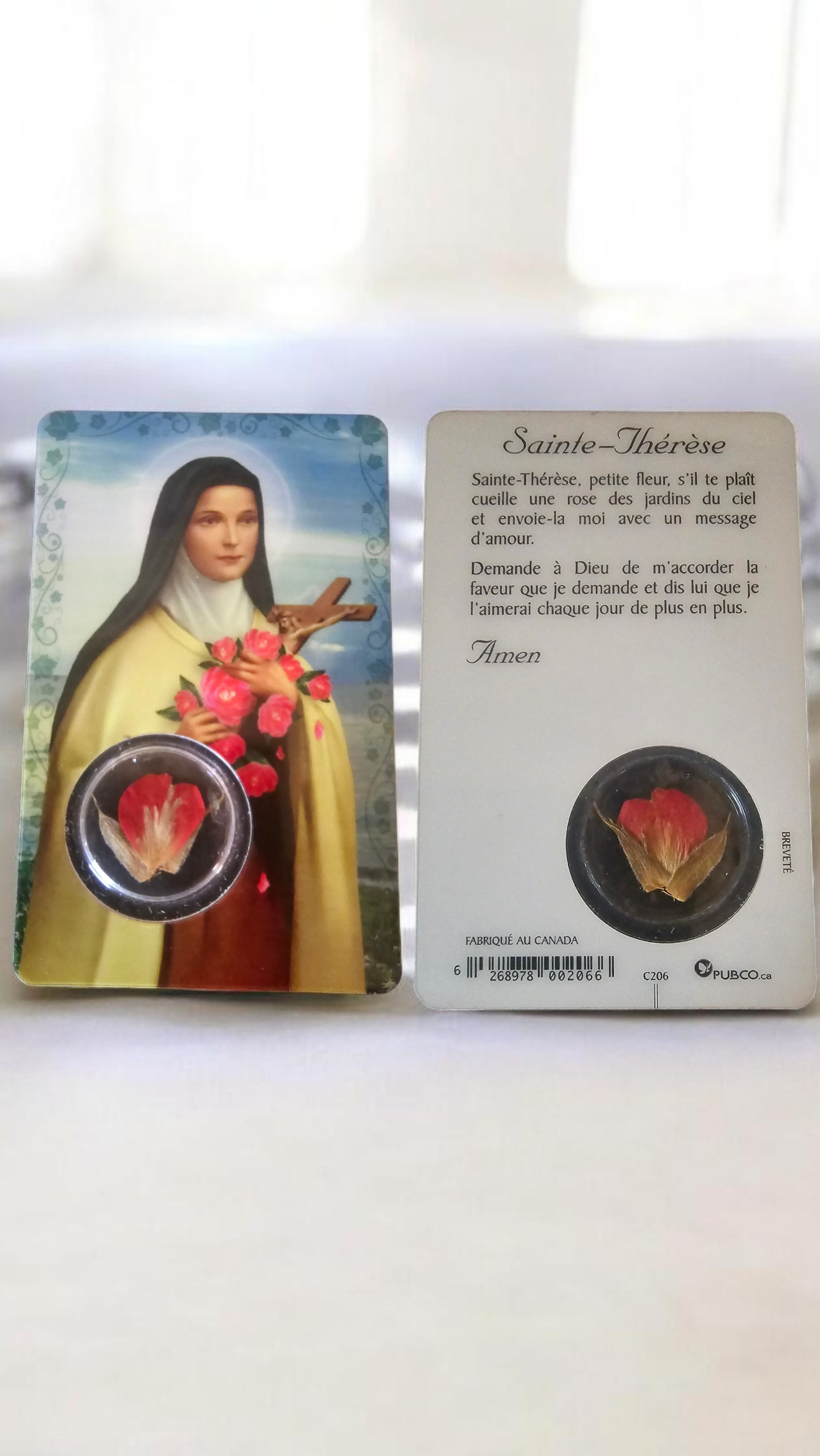 Carte médaille sainte-thérèse
