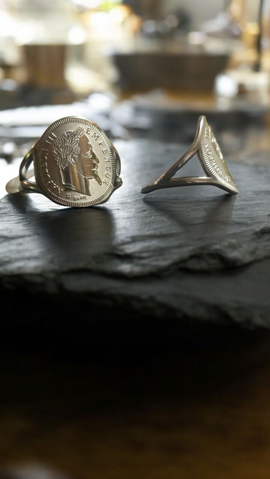 Bague pièces napoléon argenté