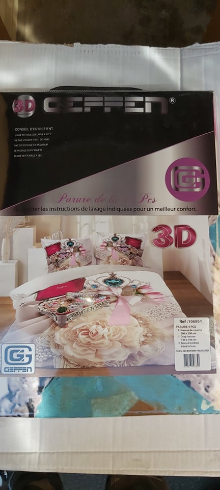 parure de lit 3D 4 pièces couronne
