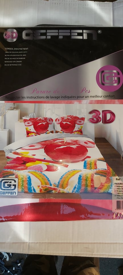parure de lit 3D 4 pièces pomme d'amour