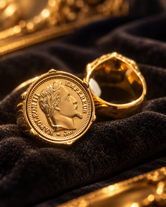 Chevalière Napoléon Homme & Femme — Pièce 20 Francs  — Acier Inoxydable