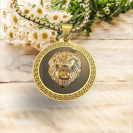 ensemble collier et tête de lion