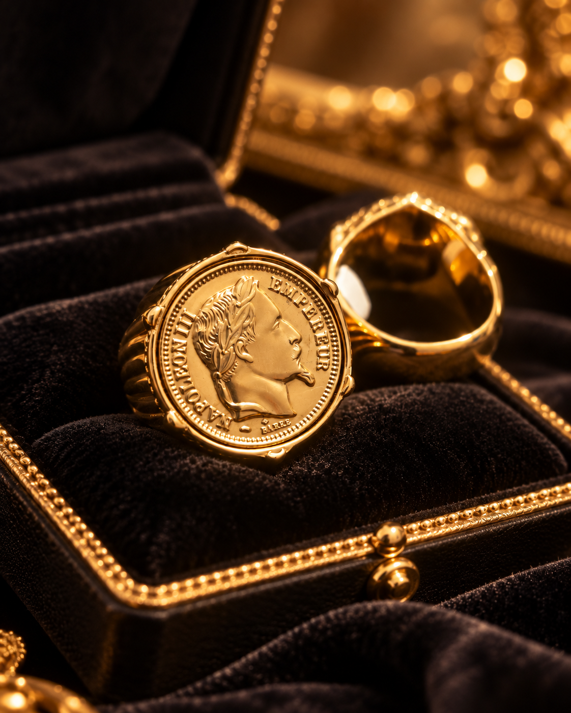 Chevalière Napoléon Homme & Femme — Pièce 20 Francs  — Acier Inoxydable
