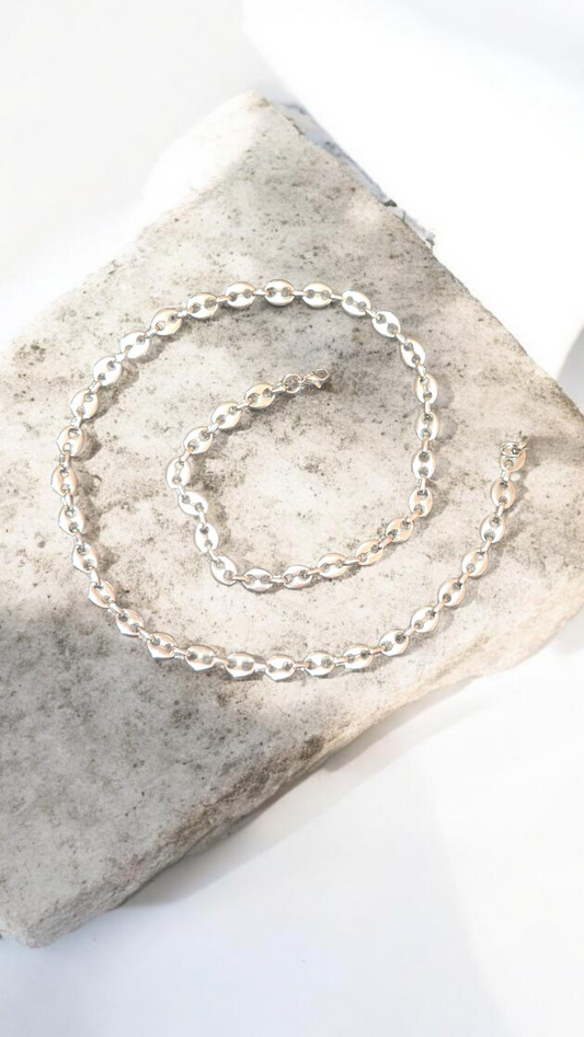 chaine grain de café 10 mm argenté