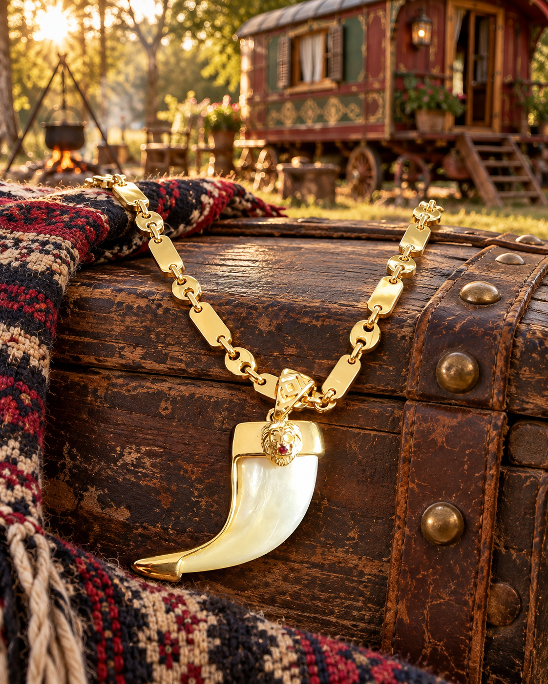 Collier et Pendentif homme femme  Griffe de Lion  – Acier Inoxydable 316L Finition Or Fin
