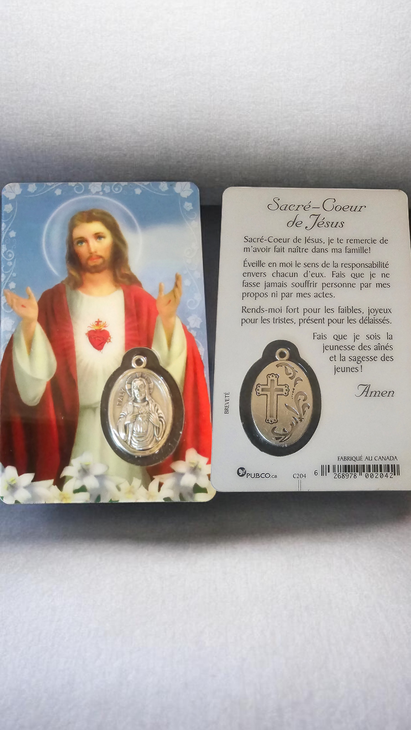 Carte médaille sacré-coeur de jésus