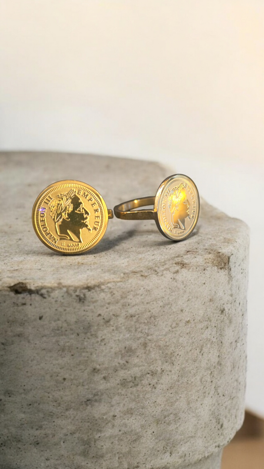 Bague pièces napoléon plat