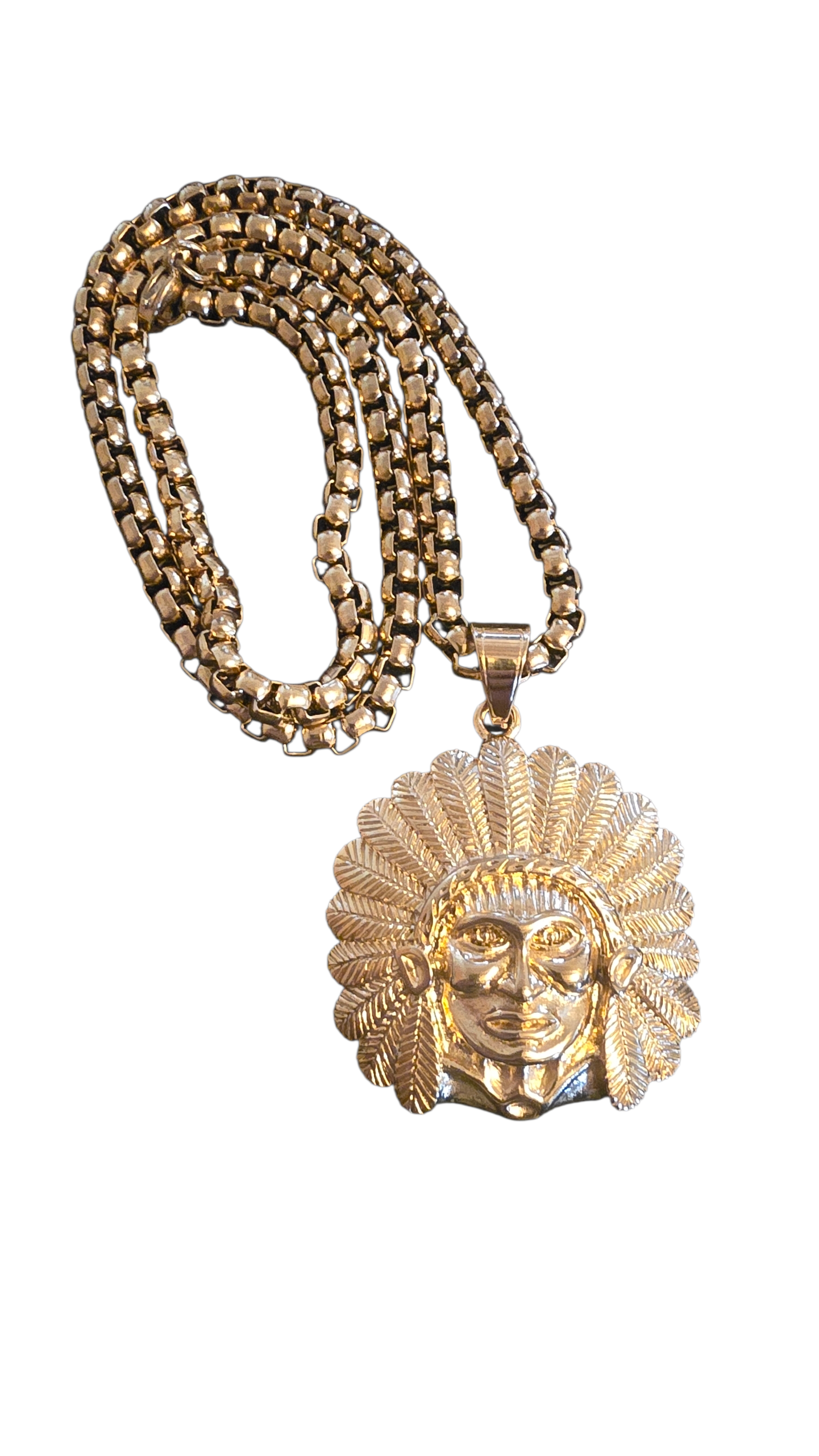 Ensemble collier et  pendentif tête  indien
