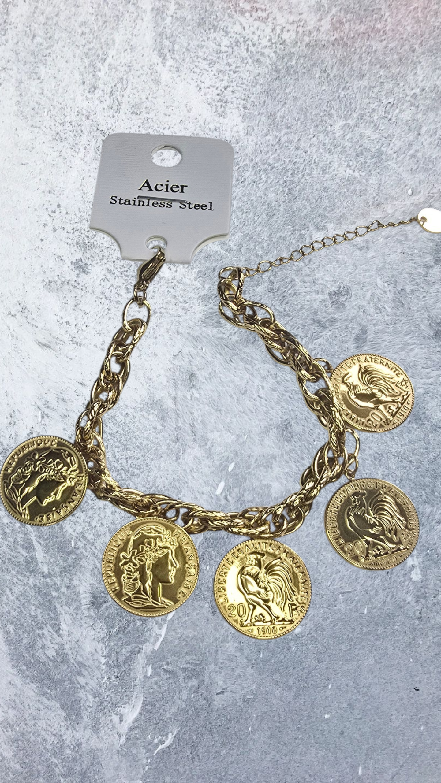 Bracelet  pièces coq marianne