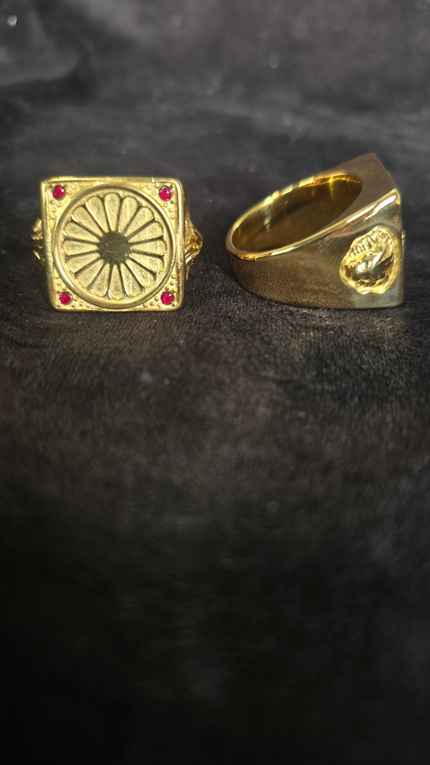 bague roue roulotte voyageur et tète de lion
