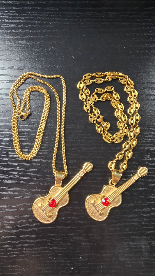 collier et pendentif guitare