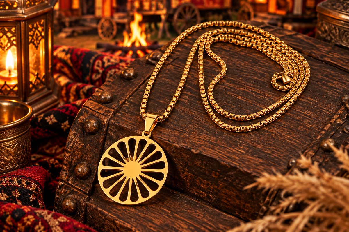 Collier Roue Voyageur Doré Homme & Femme  – Chaîne Dorée – Acier Inoxydable 316L