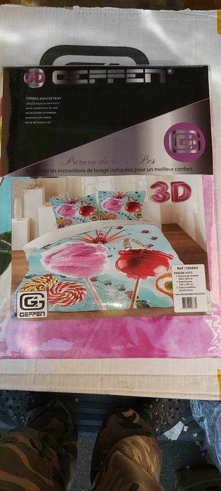 parure de lit 3D 4 pièces barbe a papa