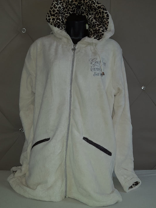 veste polaire geffen blanc leopard